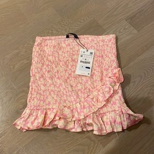 Zara Pink Flower Print Skirt